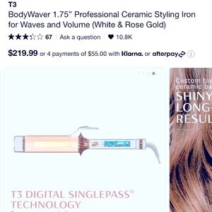 T3
BodyWaver 1.75” Professional Ceramic Styling Iron for Waves and Volume